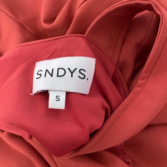 SNDYS Davina One Shoulder Tie Waist Fitted Dress Wine Sz S - Picture 9 of 10